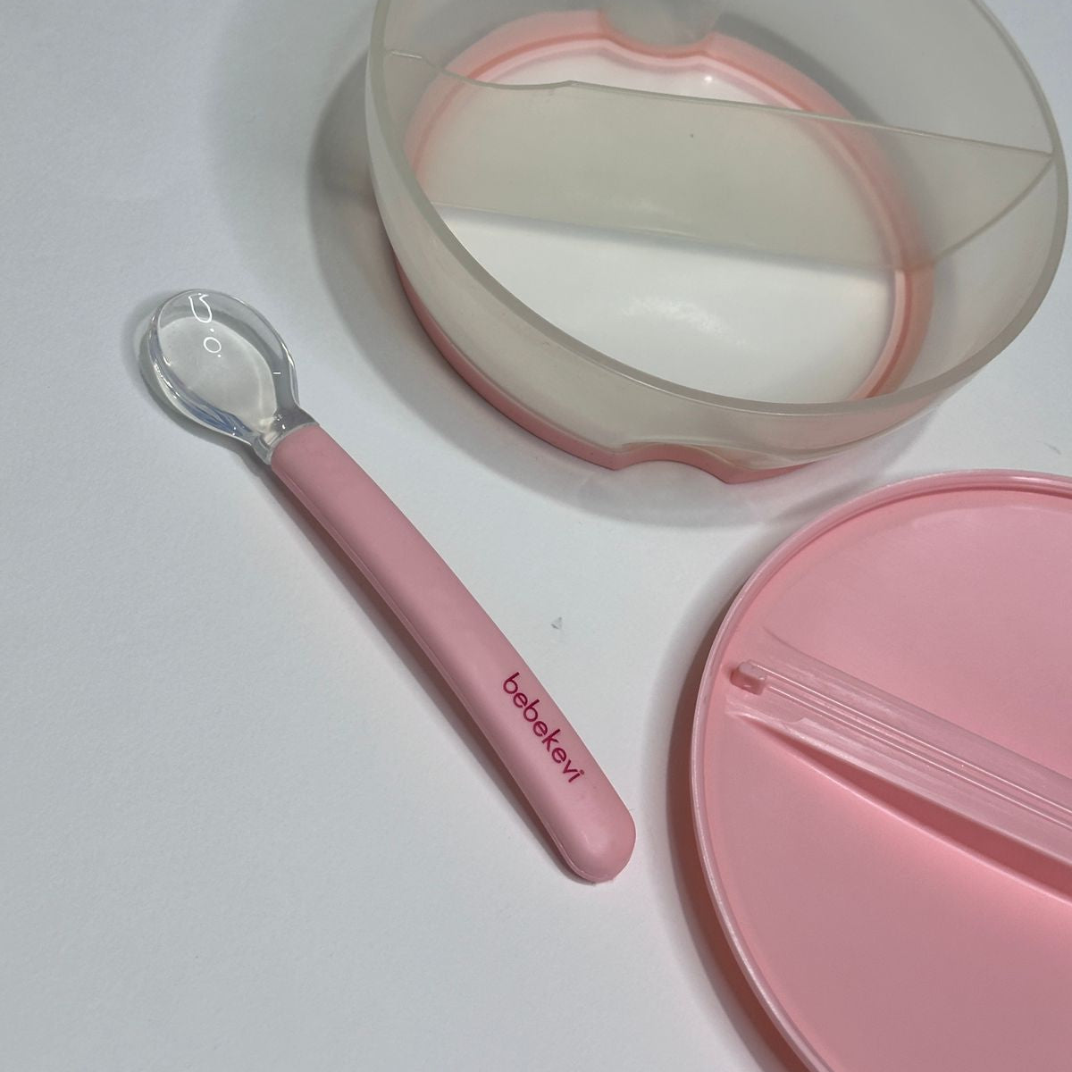 BPA free food container for baby 2 sections with spoon