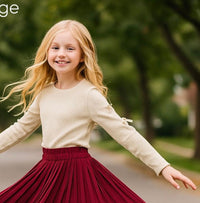 long sleeve sweatshirt for girl with sleeve design beige color