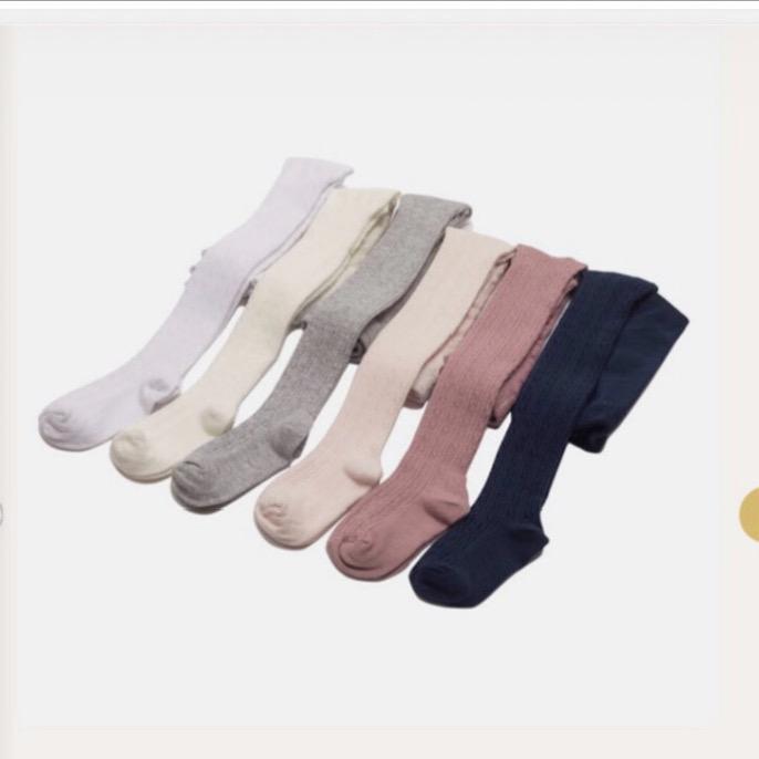 girl soft cotton tight with knit cable design / 3 to 9 years