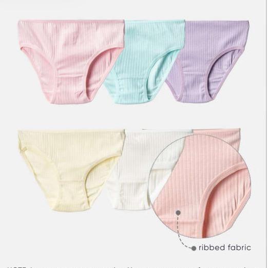 pack of three briefs cotton for girl multicolor ribbed fabric soft  3 diffrent color