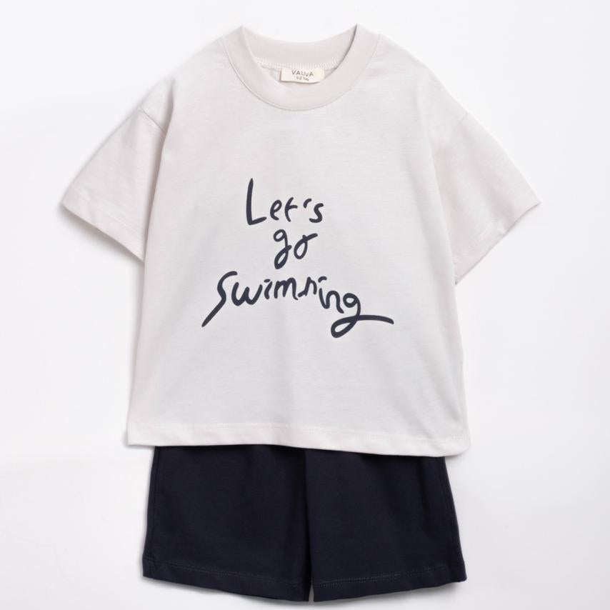 summer set for boy short and t-shirt let's go swimming vibes