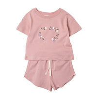 toddler girl comfort set short and t-shirt simple flower design