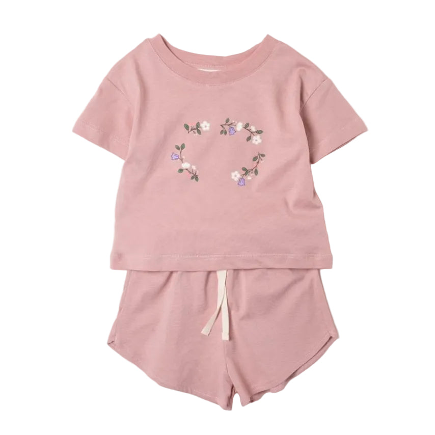 toddler girl comfort set short and t-shirt simple flower design