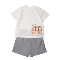 toddler boy set short and t-shirt available in two colors bus design