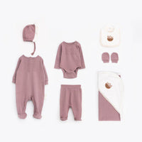 7 pieces baby hospital set cotton newborn girl Rose
