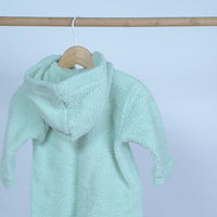 Faux Fur Baby Zipper Suit for Winter  with hood green