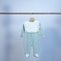 baby girl velour romper long sleeve bib style