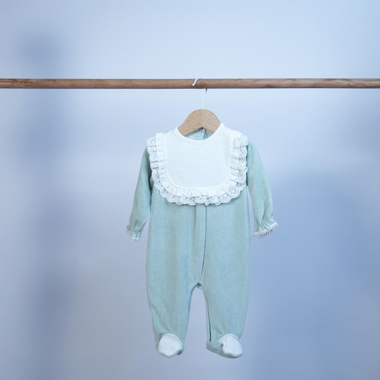 baby girl velour romper long sleeve bib style