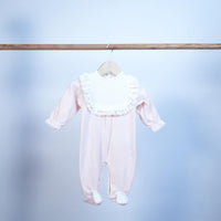baby girl velour romper long sleeve bib style