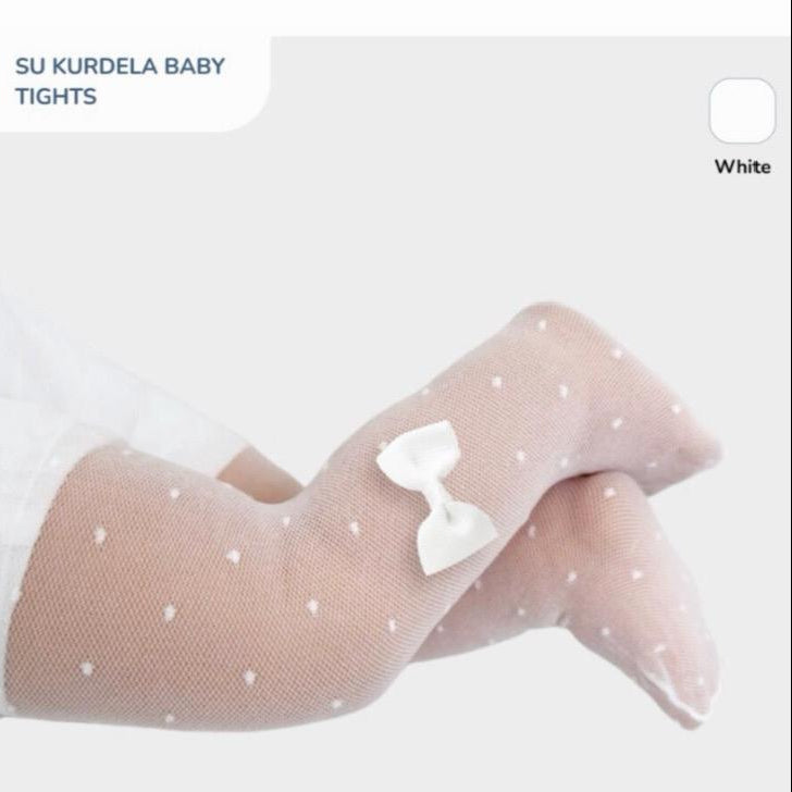 Daymod brand baby girls' polka dot sheer tights white/ 6 to 24 months