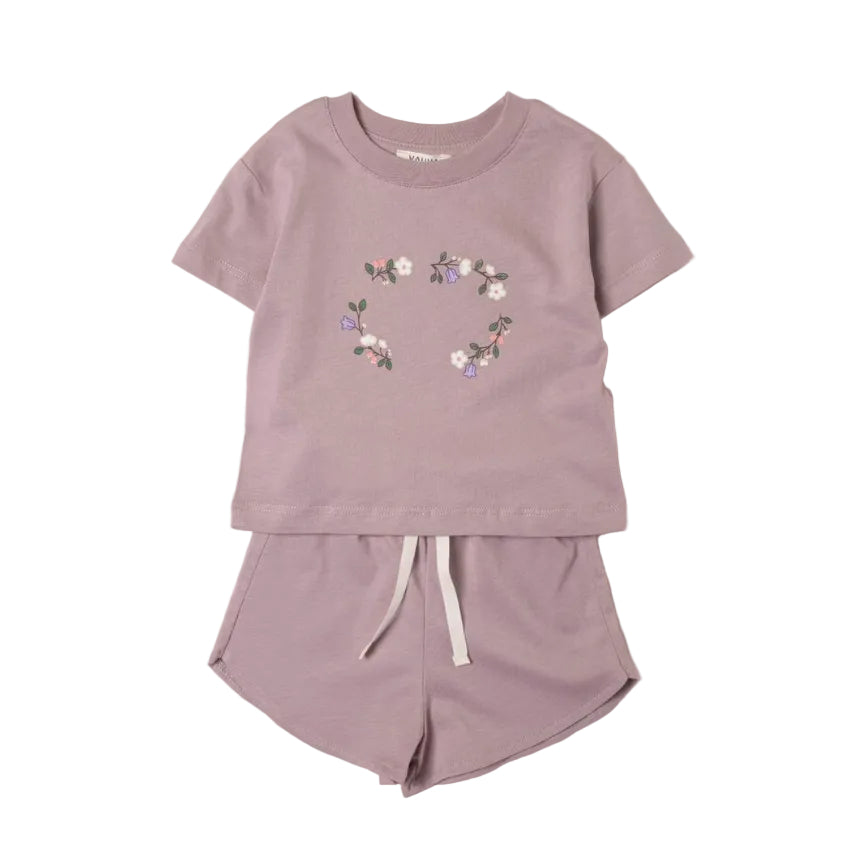 toddler girl comfort set short and t-shirt simple flower design