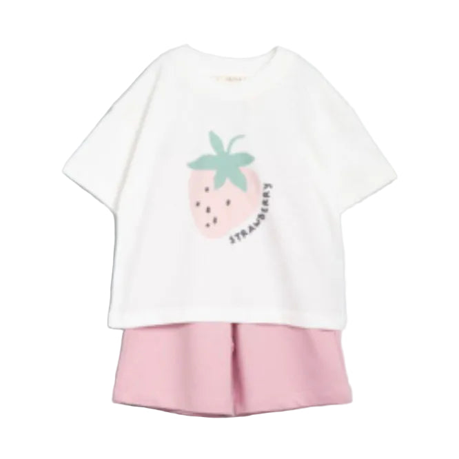 summer set white short and shirt strawberry