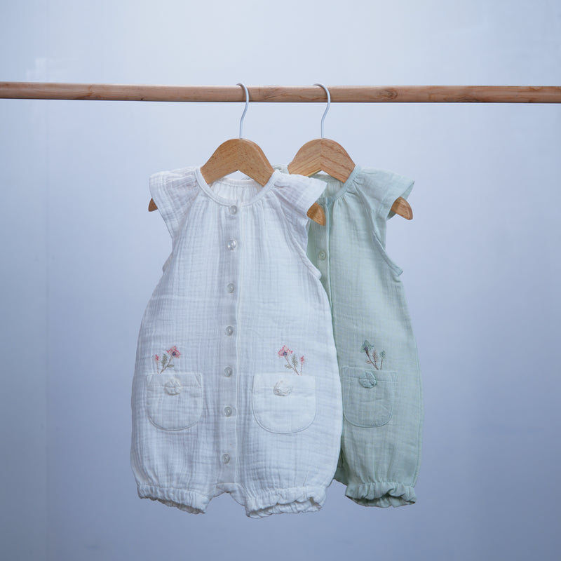 baby girl summer light romper with pockets