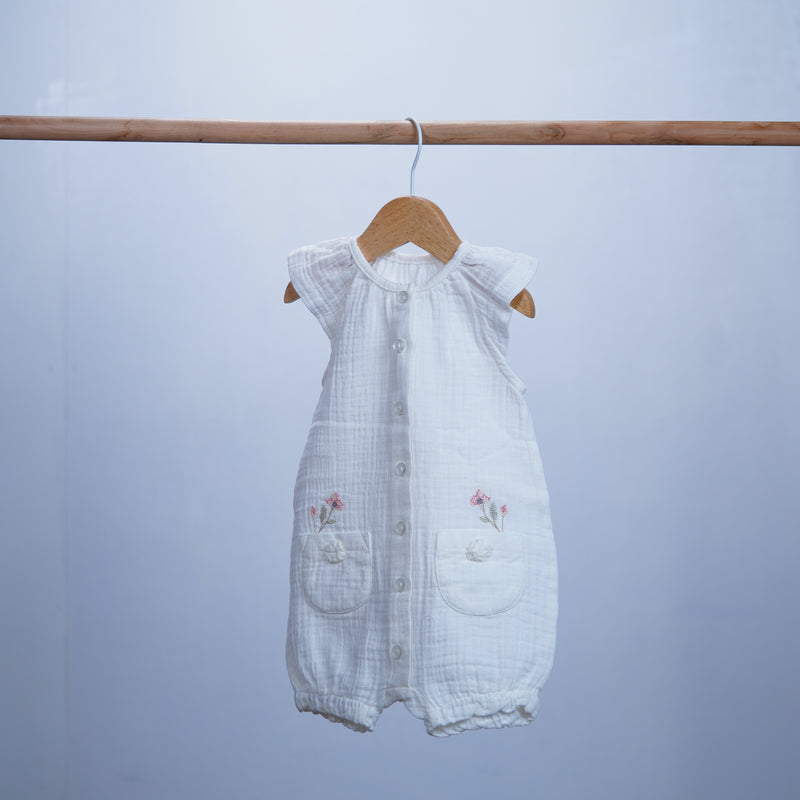 baby girl summer light romper with pockets