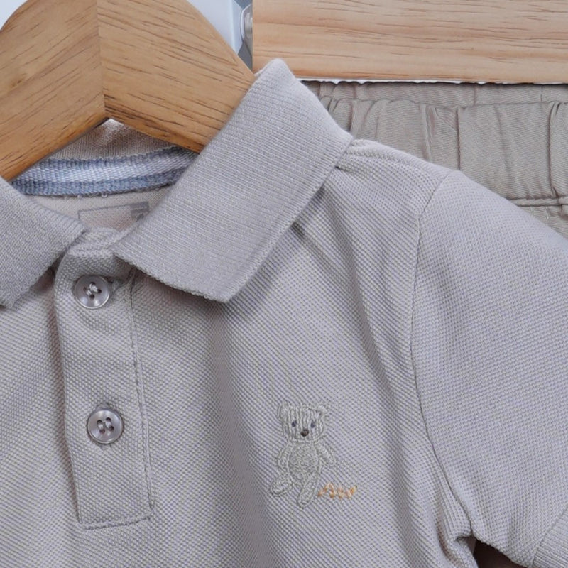 set of 2 pieces baby boy short and t-shirt beige