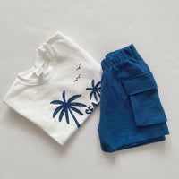 cotton palm summer set for boy short and t-shirt